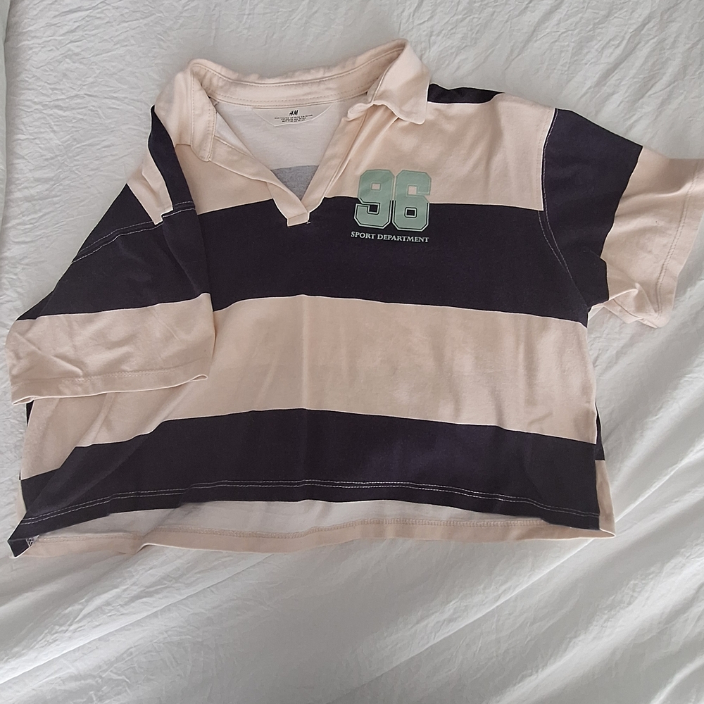 H&M Black and Cream Polo Shirt Classic Design